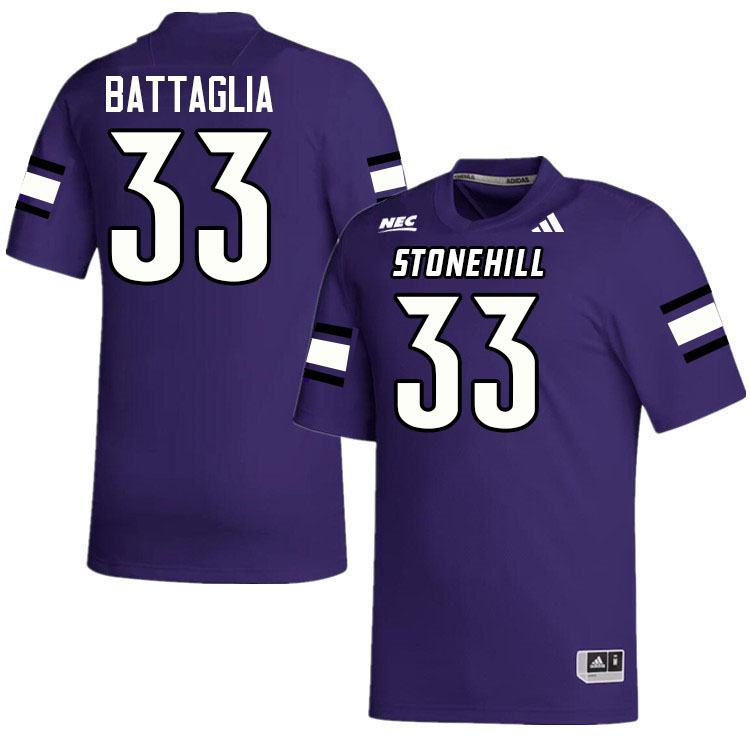 Stonehill Skyhawks #33 Charles Battaglia College Football Jerseys,Uniforms Stitched-Purple